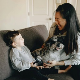 a family and their dog