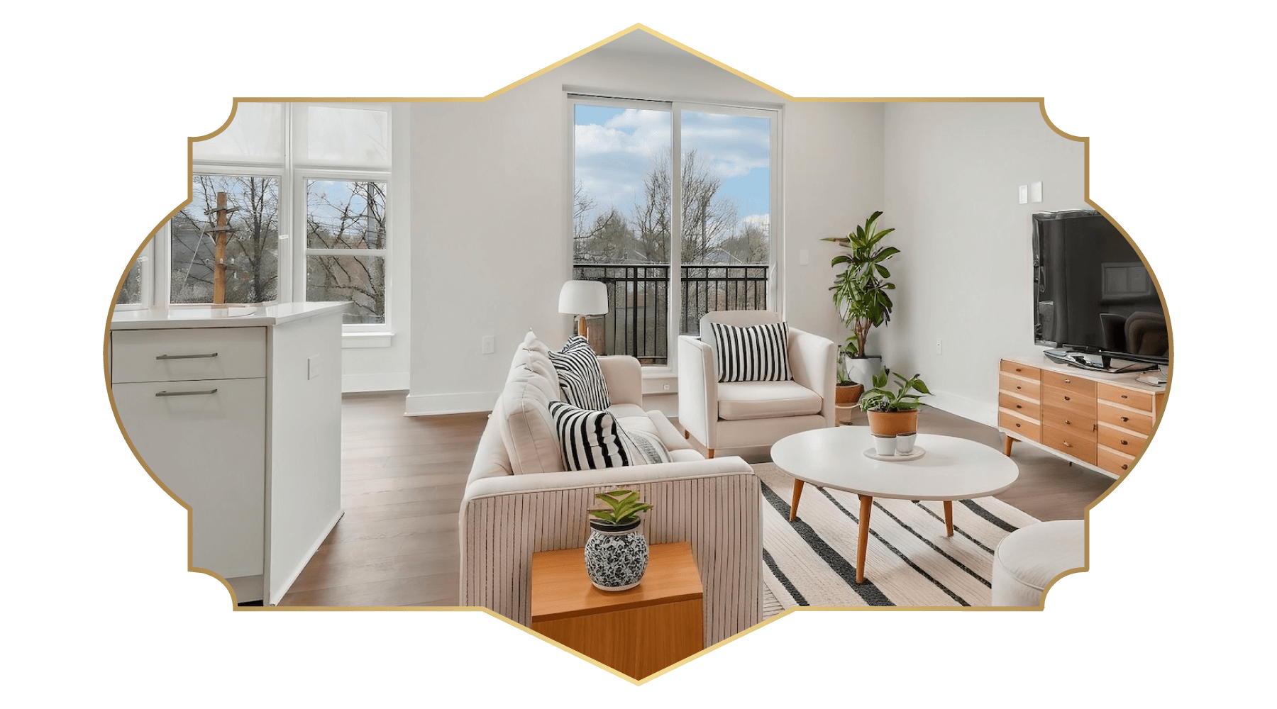 Open space living area with natural lighting