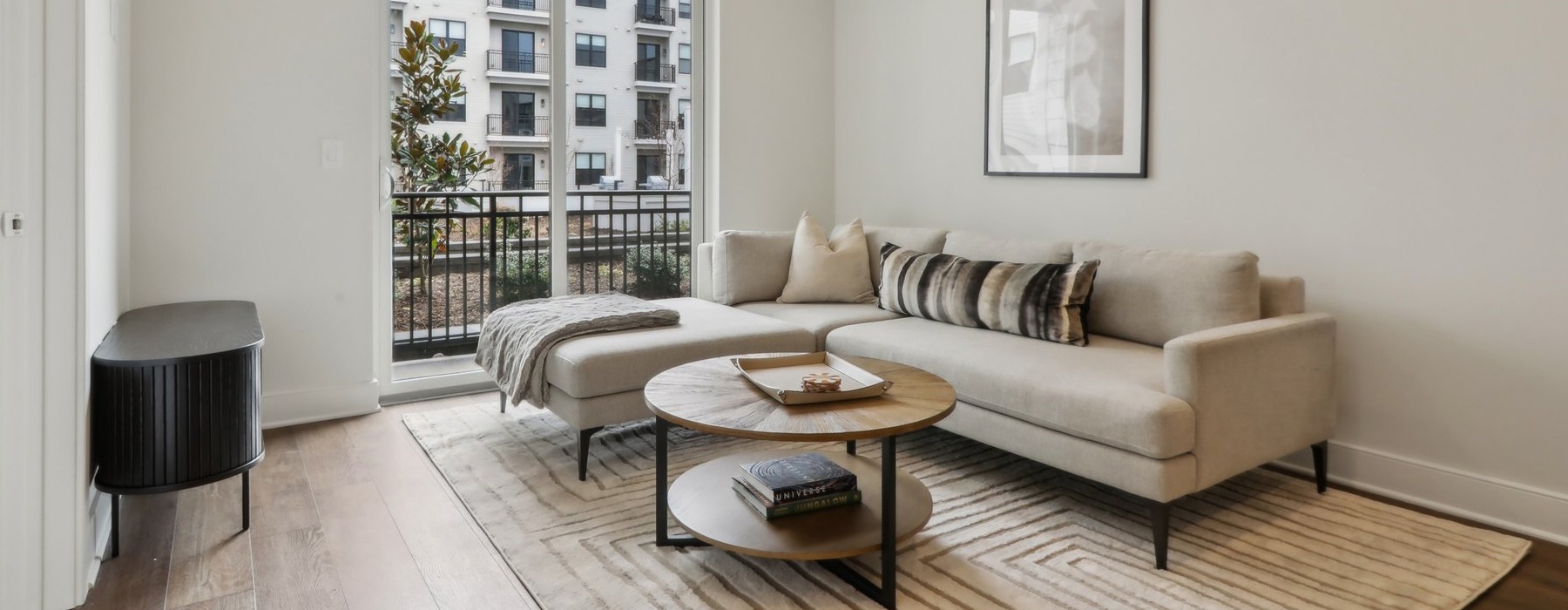 Open space living area with natural lighting